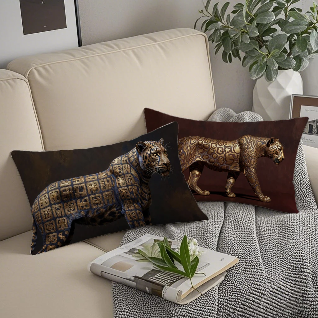 Luxury Leopard Print Cushion Covers Suitable For Sofa Bedroom Car Pillow Cover Cushion Rectangular Back Cushion