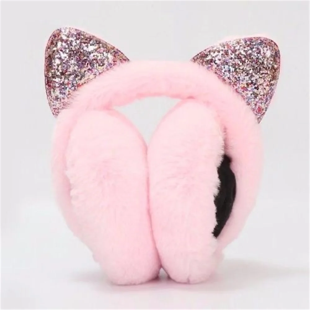 Cute Cat Earmuffs For Women Girls Children Winter Warm Faux Rabbit Fur Soft Cashmere Ear Muffs Plush Ski Warmer Cover Earflaps