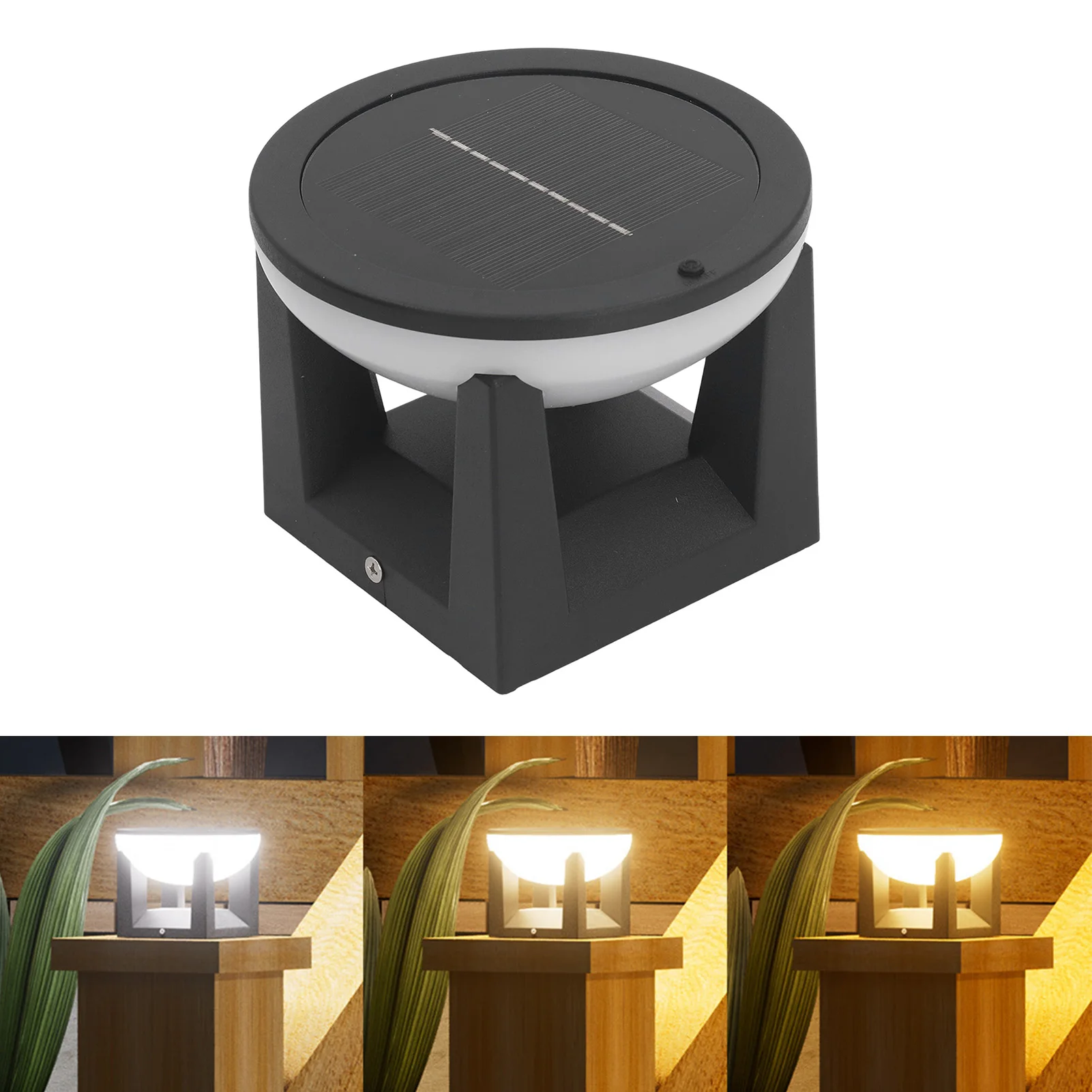 Lámpara Solar para Poste, Lámpara de Columna para Exteriores, Brillo Ajustable, Lámpara de Patio Moderna y Sencilla, Lámpara de Columna Impermeable, Luz Nocturna