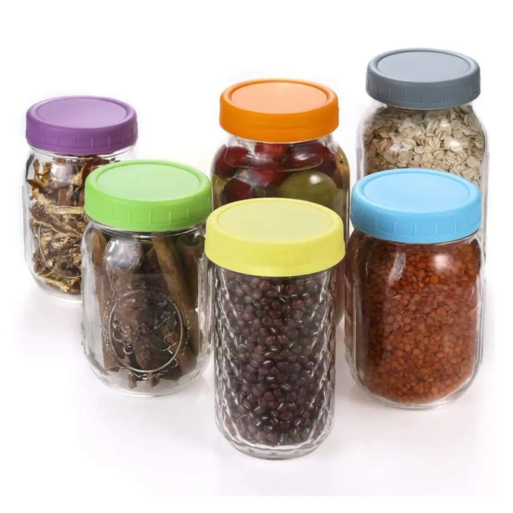 1 pz Mason Jar coperchi guarnizione a prova di perdite Silicone O coperchio a vite in plastica coperchio universale per tazza a bocca larga Cannin L8A5