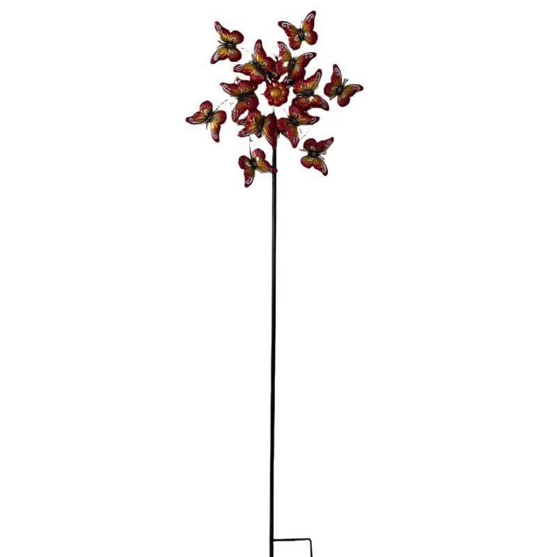 Iron Art Butterfly Windmill Garden Courtyard Decoration Rotating Ornament Outdoor Villa Balcony Decor