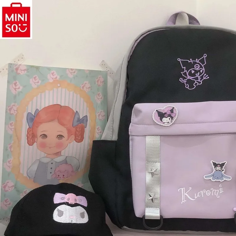 حقيبة ظهر مطبوعة بسعة كبيرة من MINISO-Sanrio لطلاب الجامعات ، كارتون كورومي ، أزياء حلوة