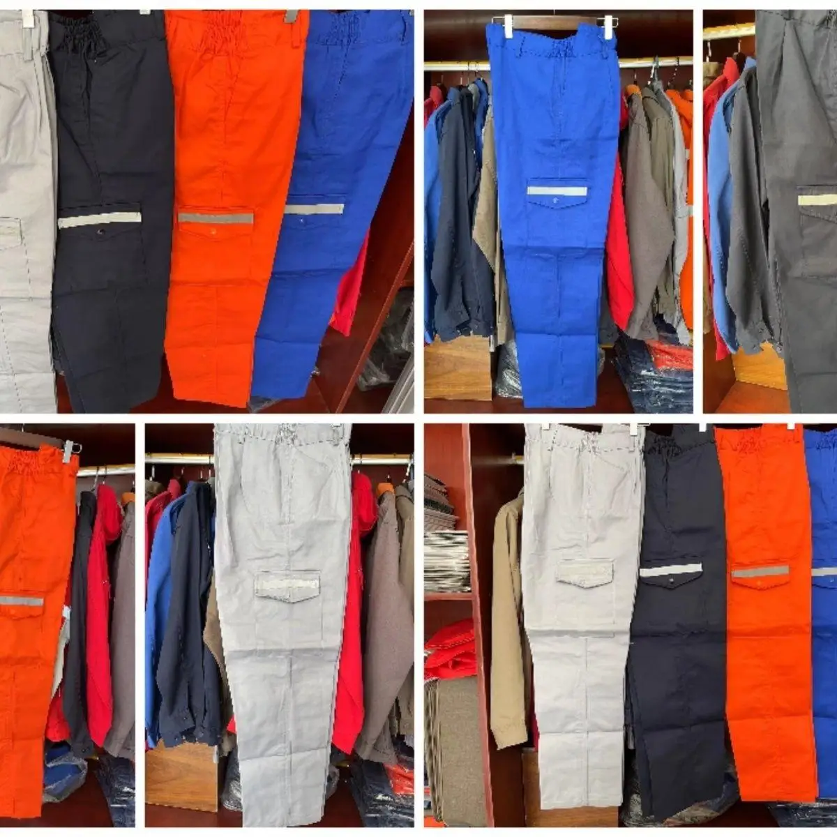 Pantalones de Trabajo para Hombre, de Algodón y Poliéster, Resistentes para Construcción y Reparación de Automóviles, Pantalones de Seguridad Azules y Naranjas