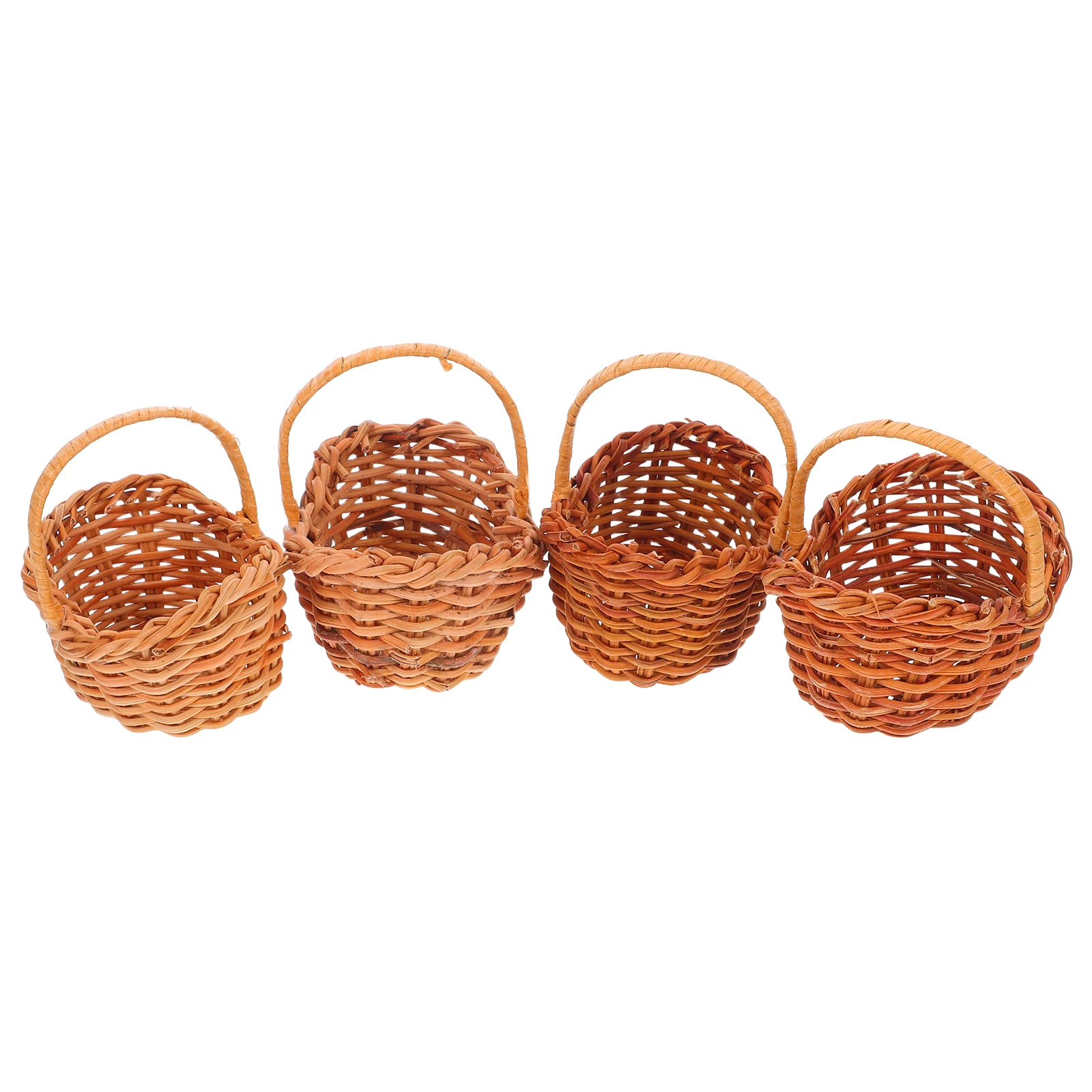 

4Pcs Miniature Basket Rustic Woven Handle Baskets for Dollhouse Decor Picnic Basket Props Mini House Prop Mini House Layout Prop
