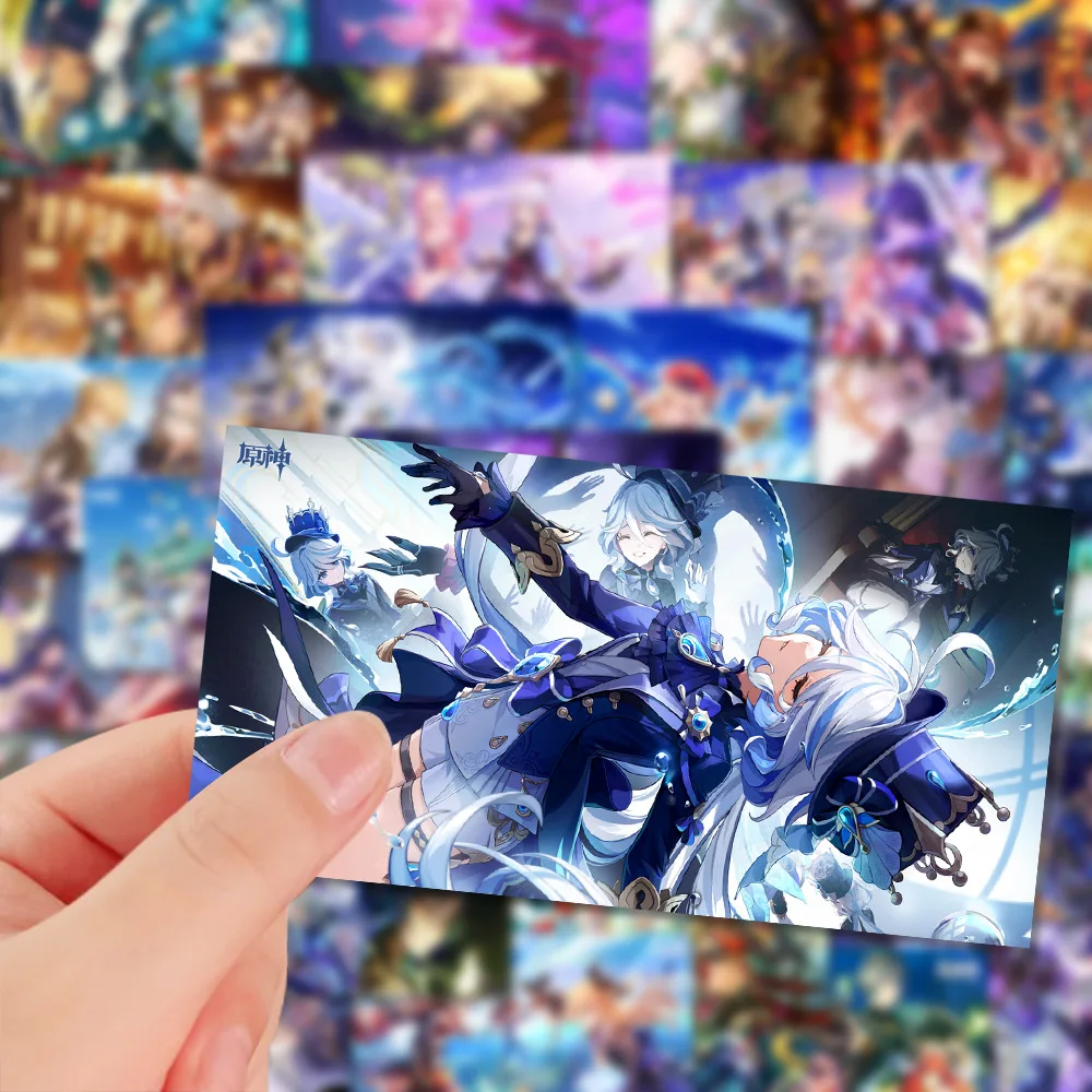 10/54 pçs 2d genshin impacto adesivos anime graffiti brinquedo diy guitarra telefone portátil mala copo de água skate decalques à prova dwaterproof água