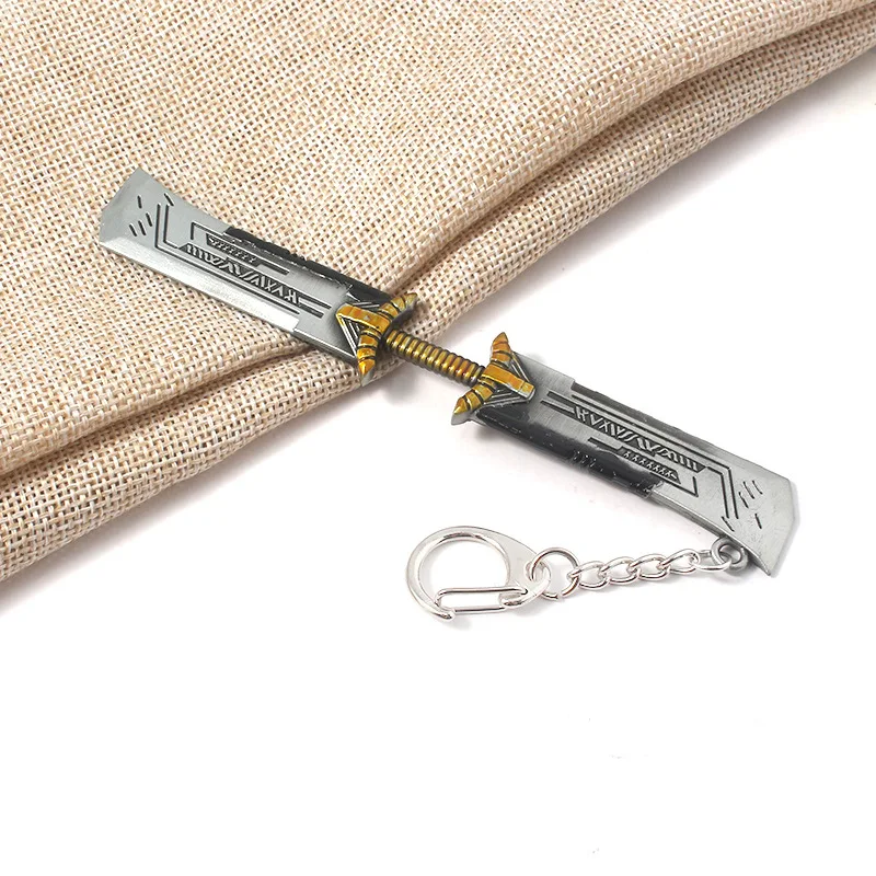 Marvel Avengers Thanos Keychain Metal Keyring Double-edged Sword Weapon Keychains for Men Women Bag Pendant Jewelry Fans Gift