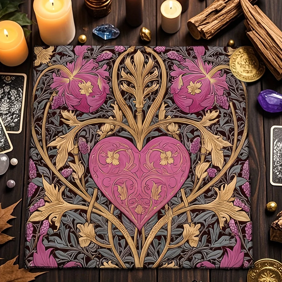 Gothic Tarot Cloth Table Runner Divination Astrology Witch Mat Boho Altarpiece Decor 60x60cm Occult Reading Tablecloth