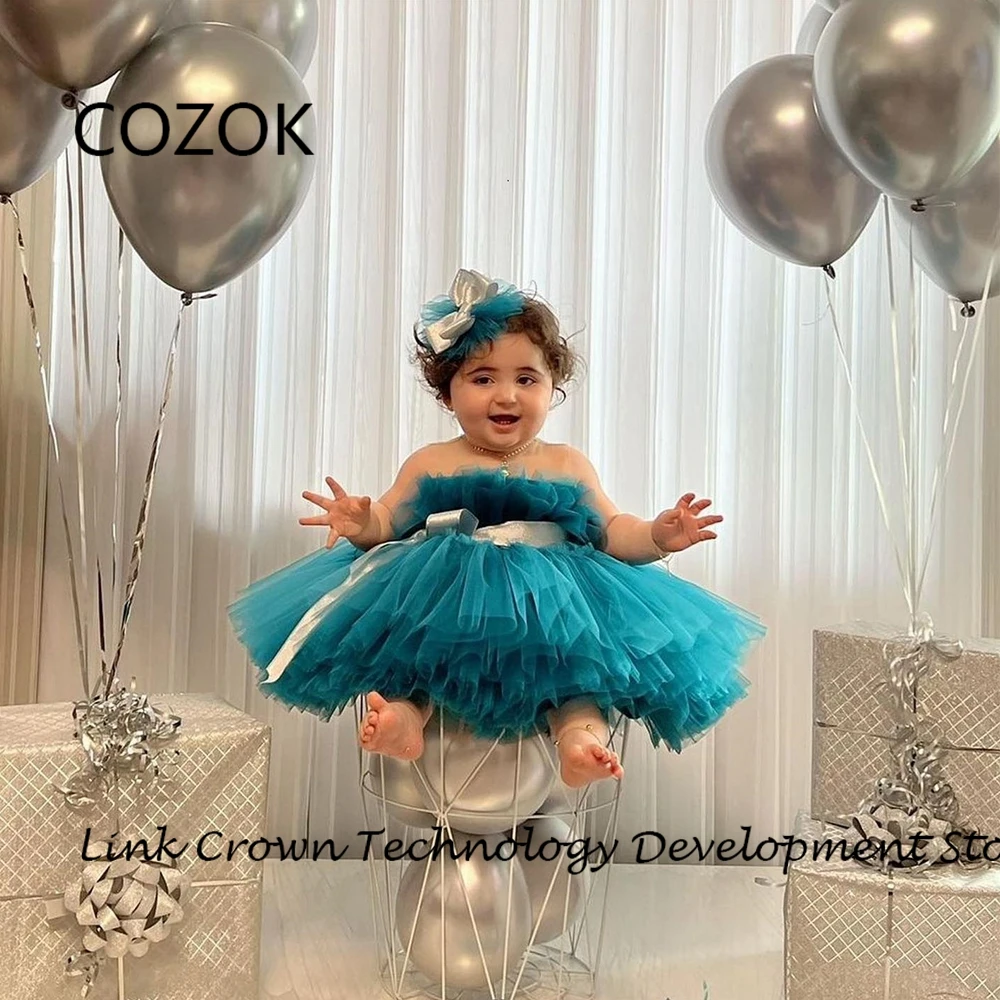 

COZOK Elegant Strapless Flower Girls Dresses with Soft Tulle 2024 Summer New Sleeveless Christmas Dresses فستان عيد الميلاد 2025