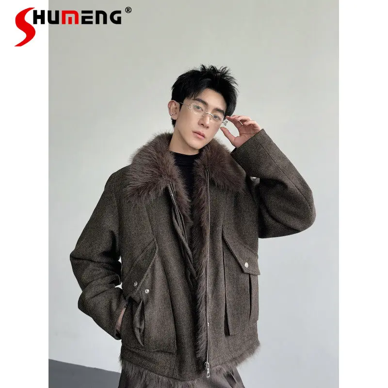 

2025 Men's Winter New Fashion Thickened Warm Jackets Retro Trend Personality Parkas Male Handsome Long Sleeve Solid Color Parkas