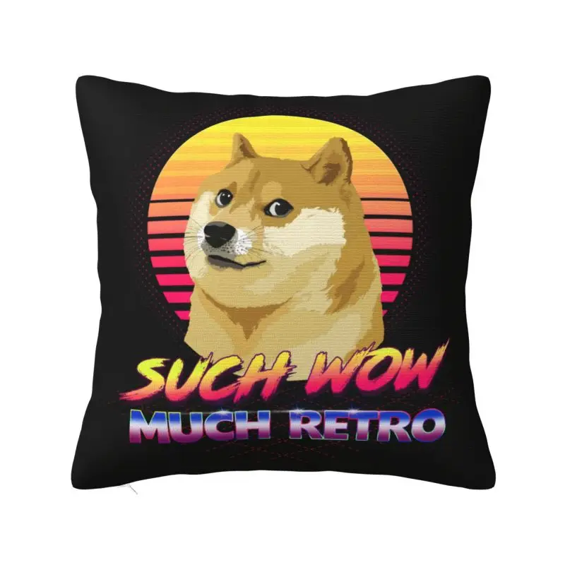 Such Wow Much Retro Cheems Doge Cushion Cover 40x40cm Shiba Inu Velvet Modern Throw Pillow for Sofa
