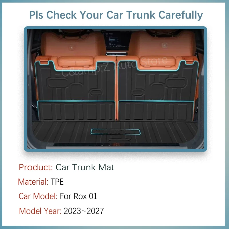 Car Rear Trunk Mat For Rox 01 Polestones 01 Pole Stones 01 2023~2027 6seat Anti-dirty Boot Pad Back Cargo Covers Auto Acessories