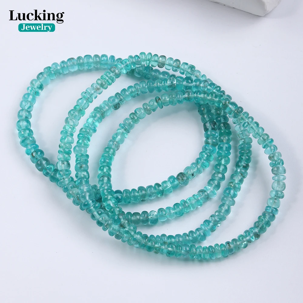 

A+ Rare Natural Blue Apatite Rondelle Beads 4.5-5mm Handmade Bracelet for Surprise Gift or Jewelry Making DIY