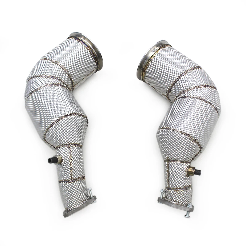 

BSK in Stock Header Downpipe for RS6 C8 4.0 2021-2023 Heat Shield SUS304 Stainless Steel Straight Downpipe With OPF/GPF