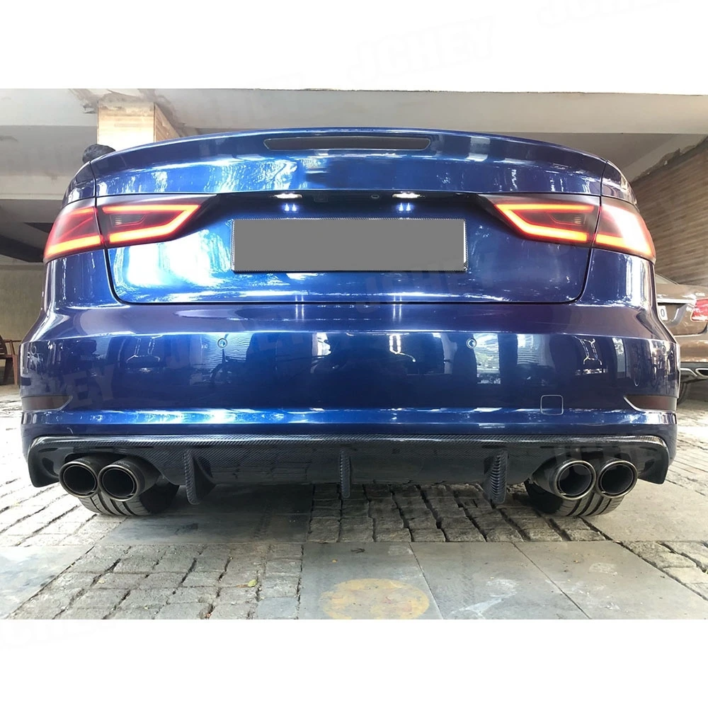 Rear Bumper Lip Spoiler Diffuser for Audi A3 Sline S3 Sedan 4 door Not A3 Standard 2014 2015 2016 FRP Carbon Fiber Car Styling view 6