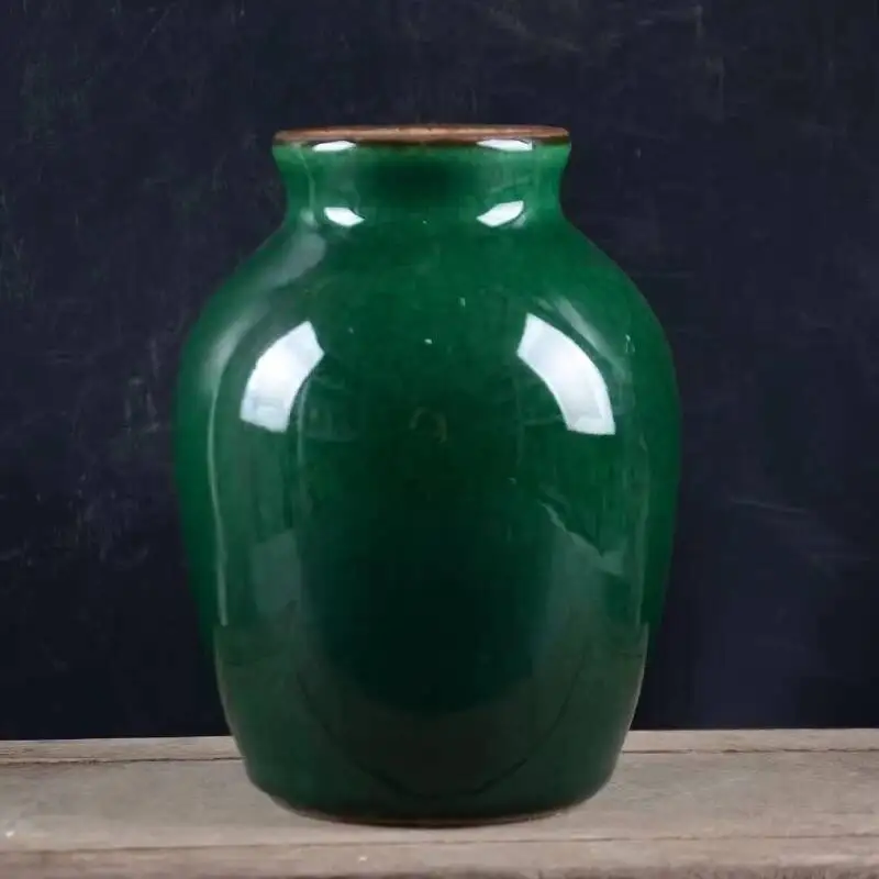 Chinese Jingdezhen Green Glaze Porcelain Jar Pot 4.53 Inch