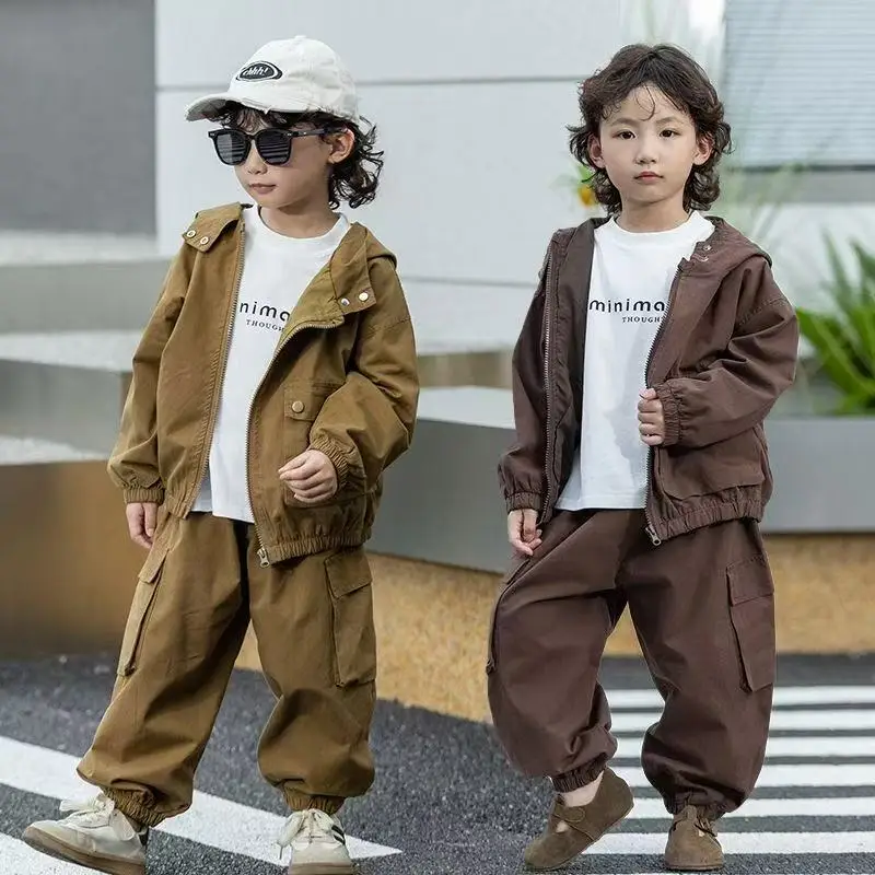2026 Autumn New Boys Suit Set Korean Fashionable Casual Daily Solid Color Coat + T-shirt +Long Pants Three-piece Set
