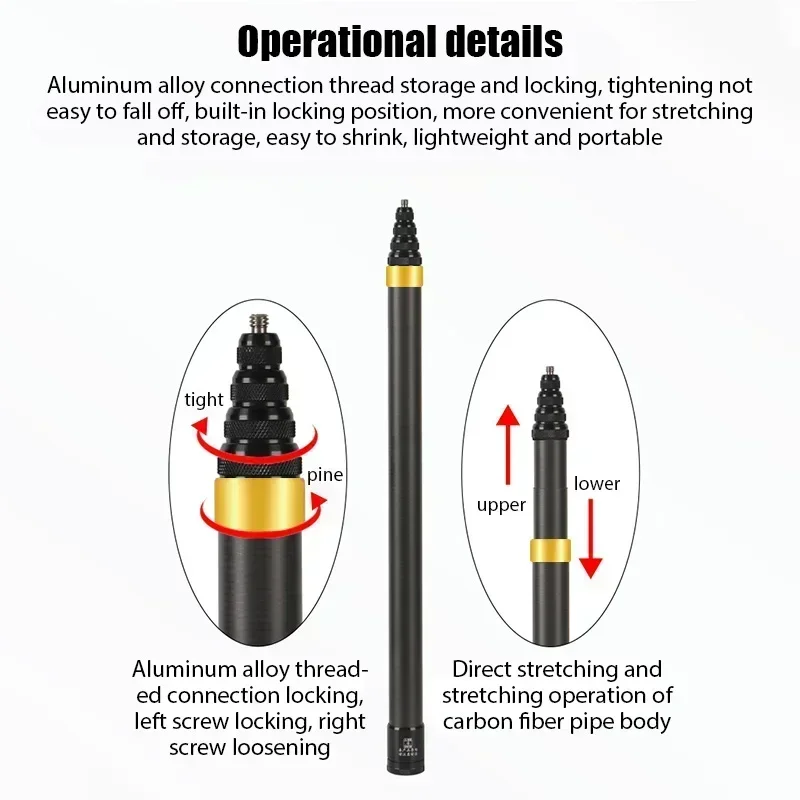 Carbon Fiber Invisible Extended Edition Selfie Stick Stand For Insta360 X3 GO3 Action 4 300CM For DJI GoPro Camera Selfie Sticks image 5