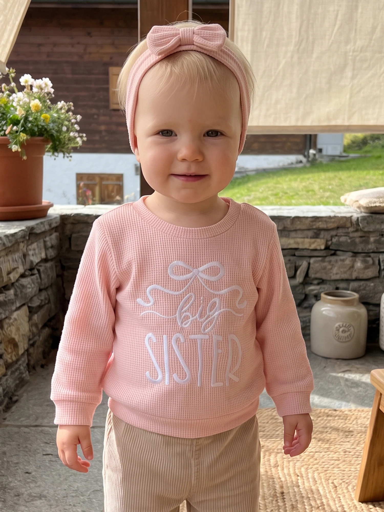Sweatshirts Bow Letter Sleeve Pullovers Letter Embroidery Long Pullovers Toddler Girl Sweatshirts Long