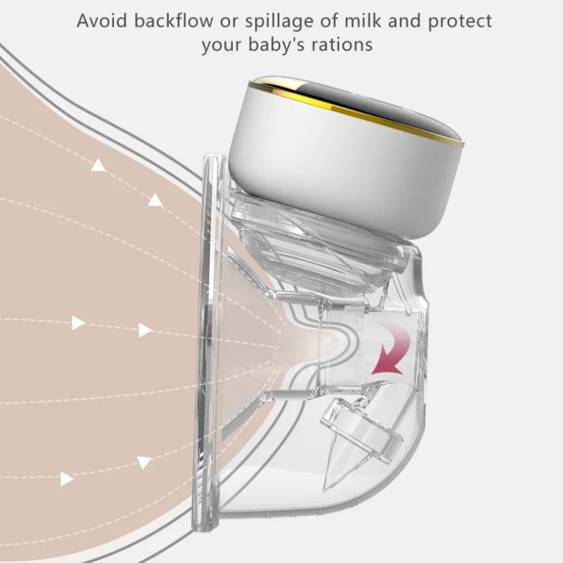 ポータブル電動乳房ポンプ,バックフロー付き,充電式,ワイヤレス,インテリジェント,ハンズフリー,母乳育児