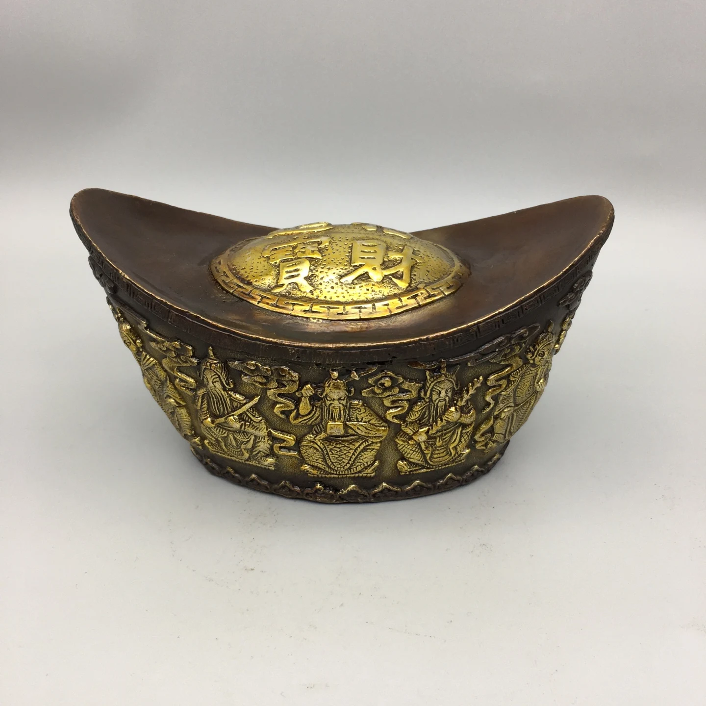 Dragon Pattern Brass Yuanbao Decorative Sculpture for Home Décor - Ideal for Entryway, Tea Table, and Living Room Accent Piece
