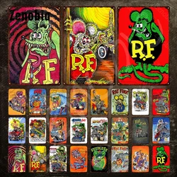 Rat Fink Comic Metal Poster Cartoon Tin Sign Plate Vintage Plaque Funny Metal Sign Iron Painting Wall Stickers for Room Decor