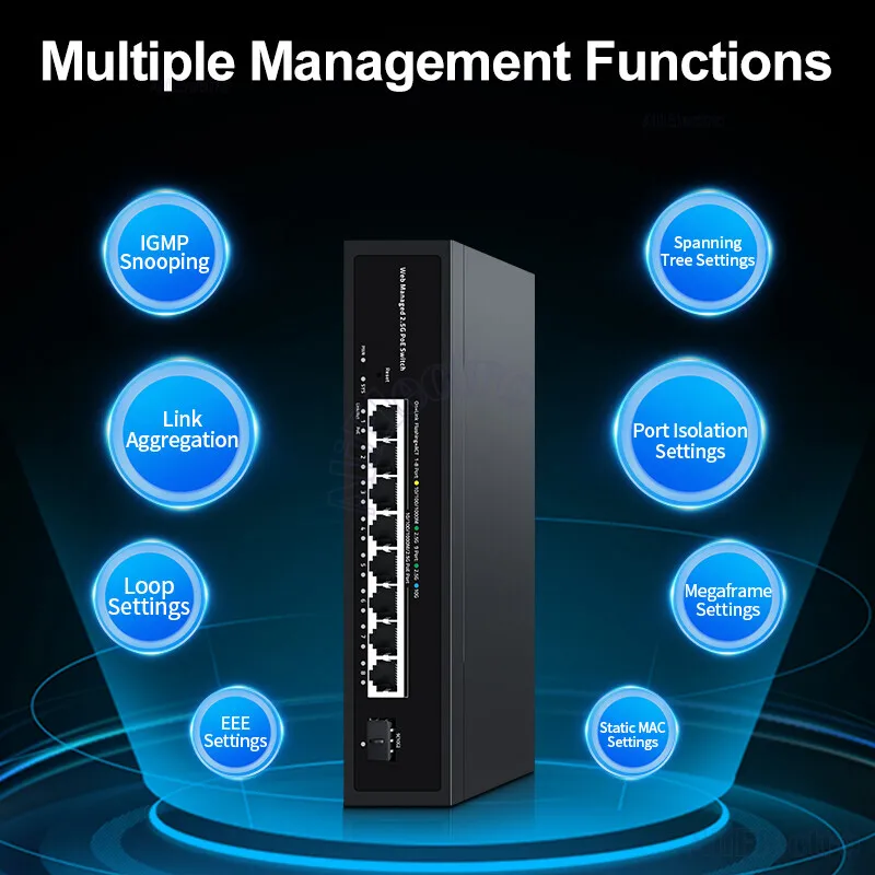 2.5gb Web Managed Poe 8 Port 2.5GBASE-T with 10G SFP+,100W Ieee802.3af/at POE Switch for Surveillance Camera  Freight Free