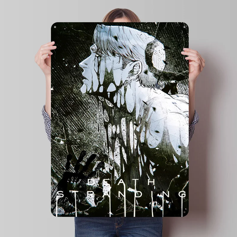 Death Stranding Game Art Poster Customized Vintage Metal Signs Wall Art Retro Tin Plaque for Mancave Gamer Room Decoration Cozy