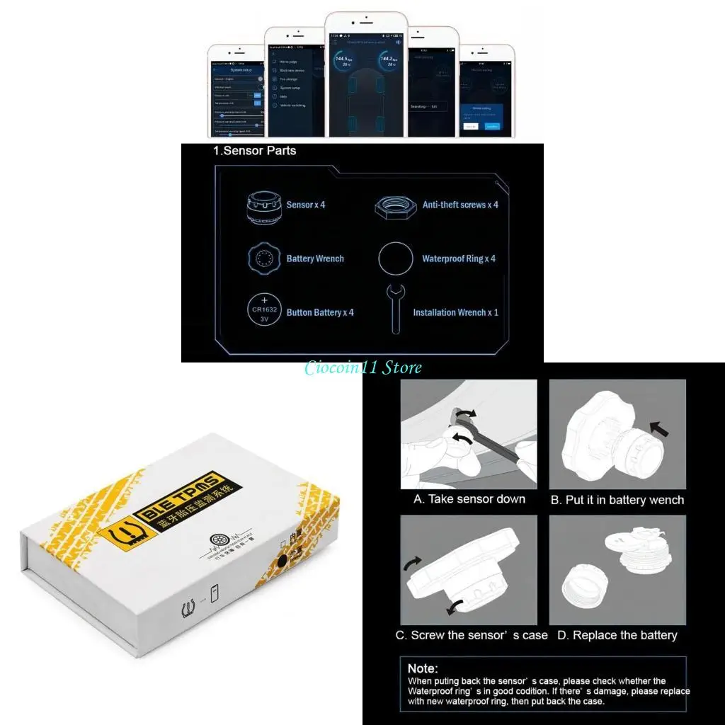 

Y1UB Reliable Tire Pressure Convenient Tire Pressure Monitoring Solution Tire Maintenance set Durable for All Vehicles