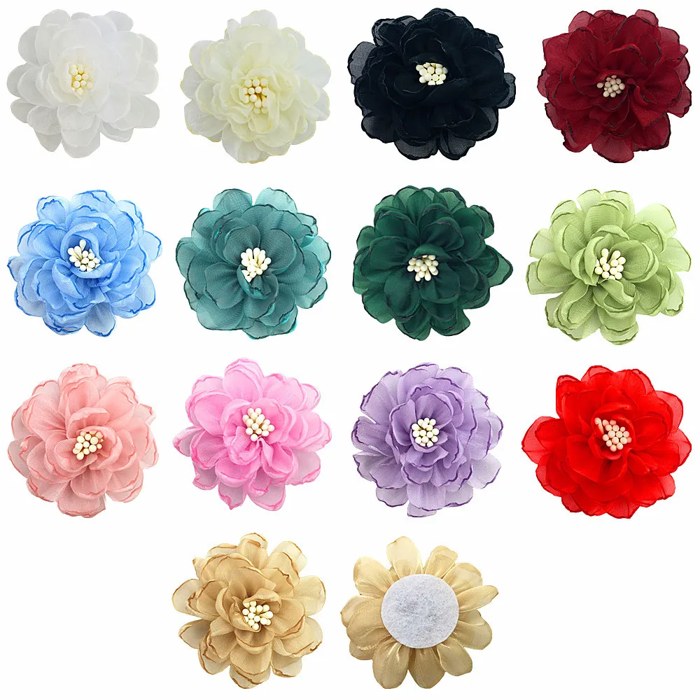 

300pcs 5cm Organza Flower Diy Jewelry Accessories Shoe Flower Clothing Headdress Rose Snow Gauze Camellia Wholesale