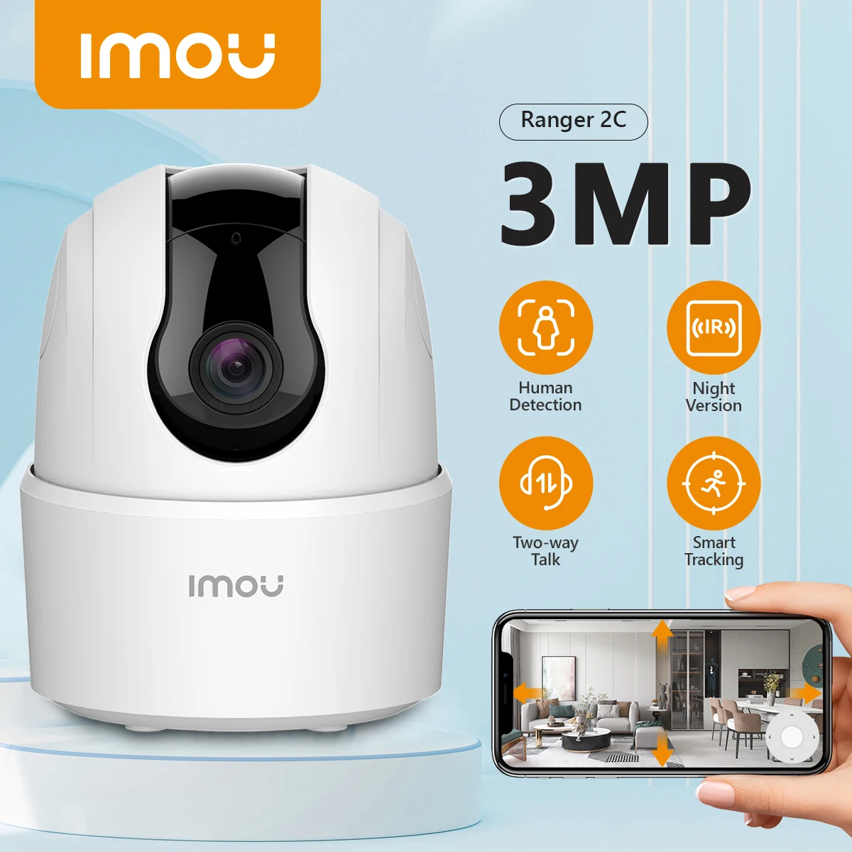 IMOU Ranger 2C 3MP Wifi カメラ双方向トーク監視セキュリティ 360 °   カバレッジ保護ナイトビジョンスマート追跡カメラ