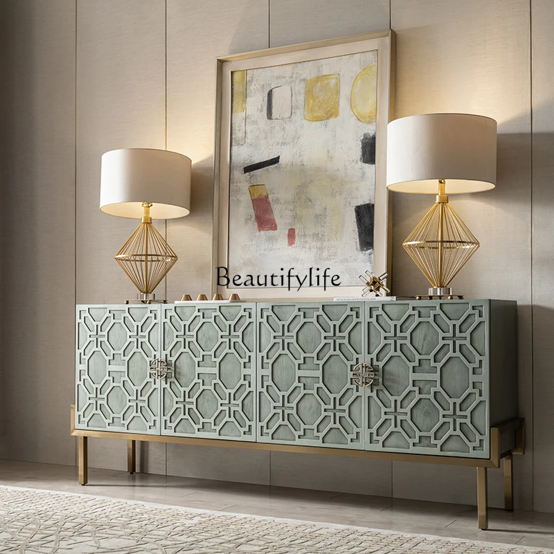 

American light luxury door cabinet modern simple living room carved decorative partition bedroom TV cabinet