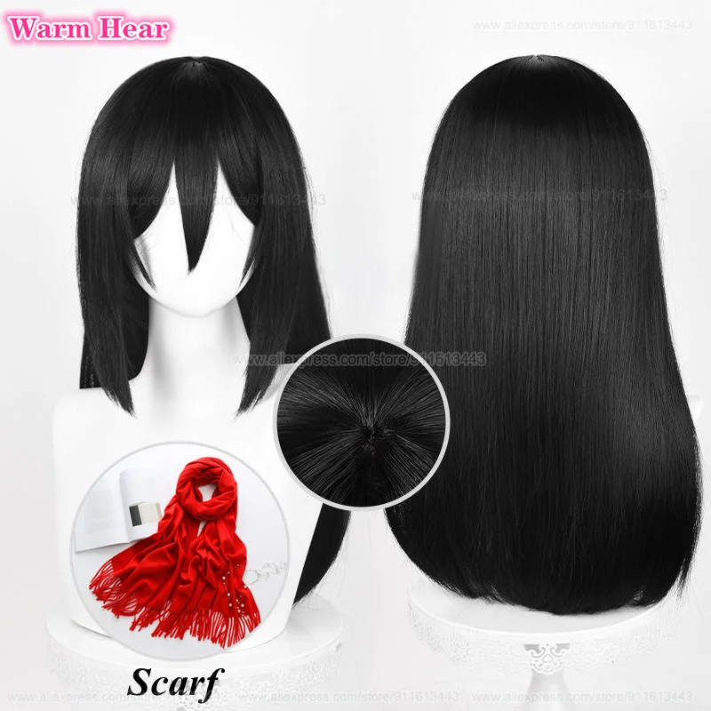 2 Types Mikasa Ackerman Synthetic Wig Anime 50cm/36cm Black Cosplay Mikasa Anime Wigs Heat Resistant Hair Halloween Women Wigs