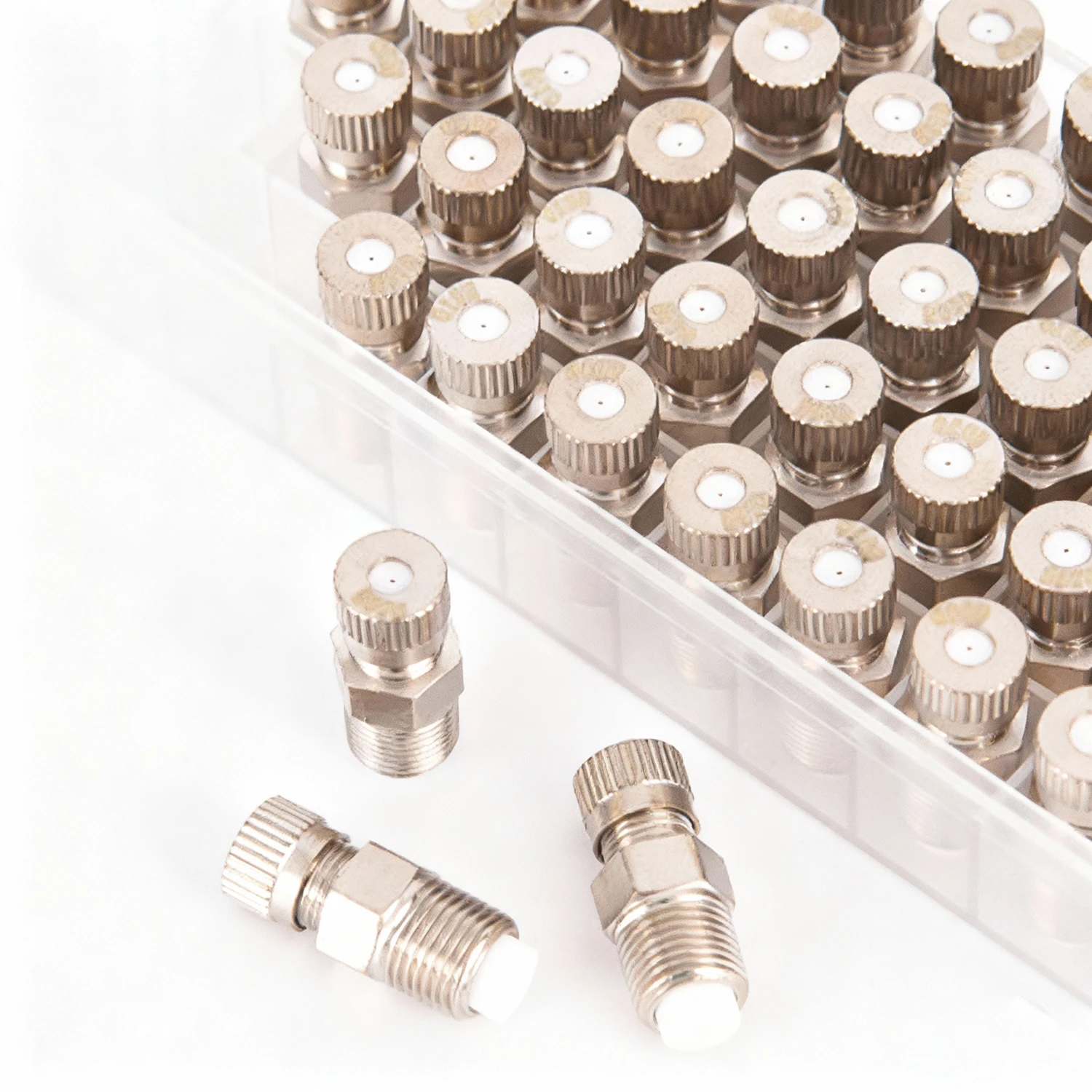 

50Pcs 1/8" Male Thread Atomizing Nozzle With Filter 0.2~0.6mm High Pressure Misting Nozzle Watering Cooling Landscaping Sprayer