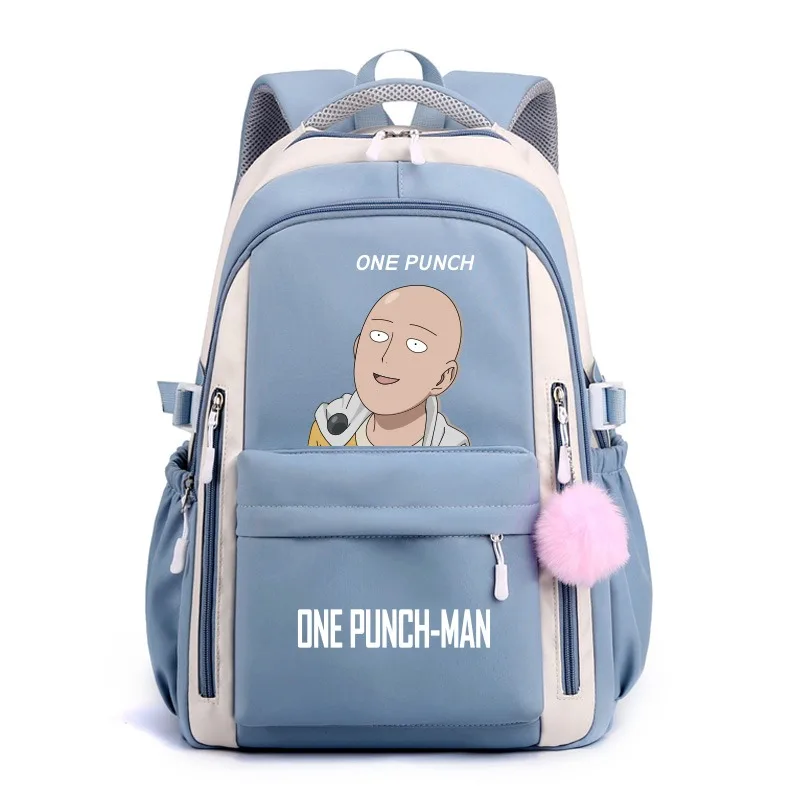 42×30×23cm Black Blue Pink Purple Red, One Punch Man, Student Kids Teens School Bags, Large Capacity Anime Backpacks Girls Boys