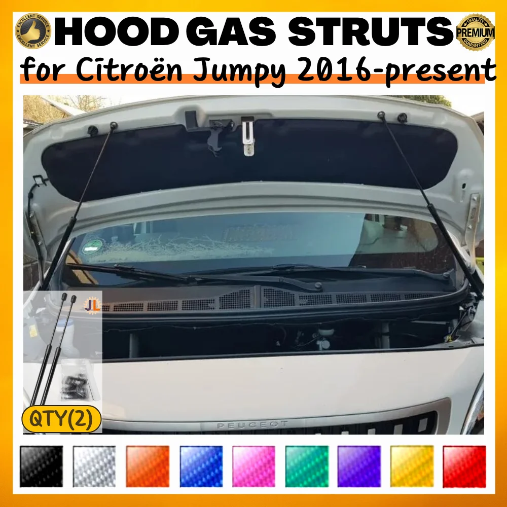 Qty(2) Hood Struts for Citroen Jumpy for Toyota ProAce 2016-present Front Bonnet Modify Gas Springs Shock Absorber Lift Supports