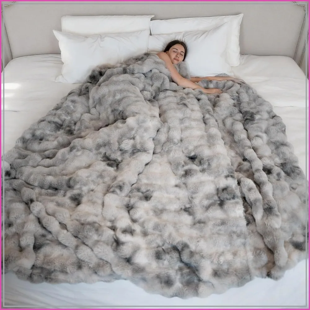 Premium Bubble Cuddle Twin Blanket for Couch, Ultra Soft Cozy Throw for Bed Sofa Travel