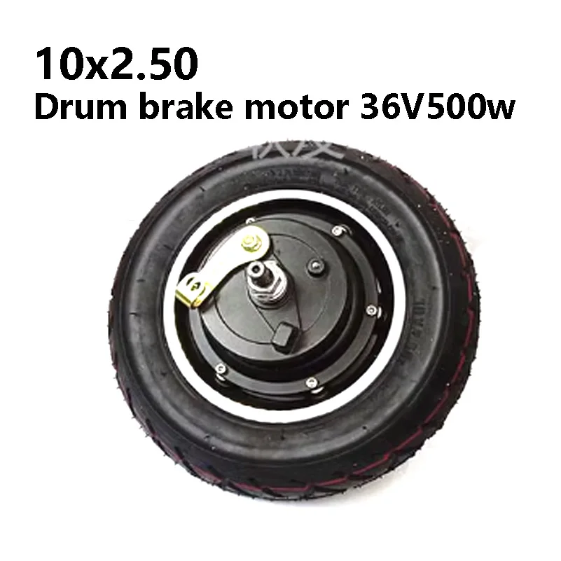 10 Inch Mobility Scooter Drum Brake Motor 36V48V500W Kick Scooter Brushless Drum Brake Rear Wheel Motor