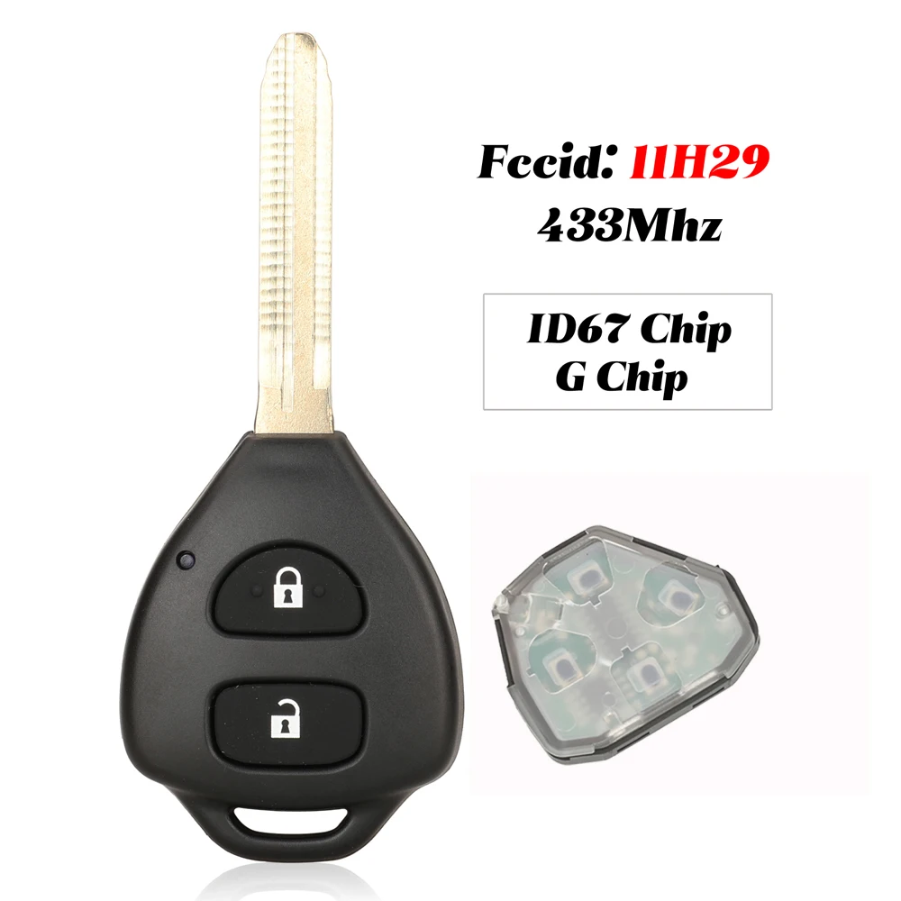 Jingyuqin – clé télécommande intelligente à 2 boutons, 2006 Mhz, transpondeur ID67/ G, Fcc: 11H29, pour voiture Toyota RAV4 Corolla (Europe), 2010 – 433