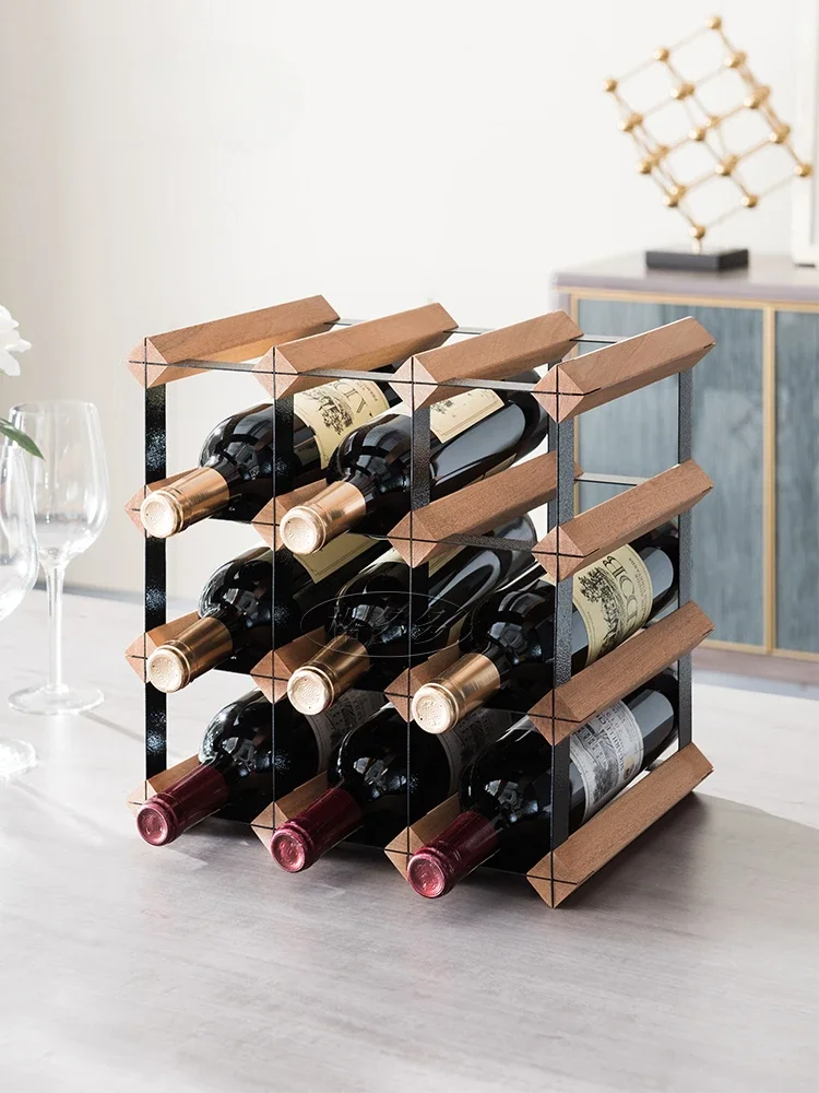 

Red wine rack, wine rack, ornament rack, household wooden creative solid wood large belly bottle, red wine rack