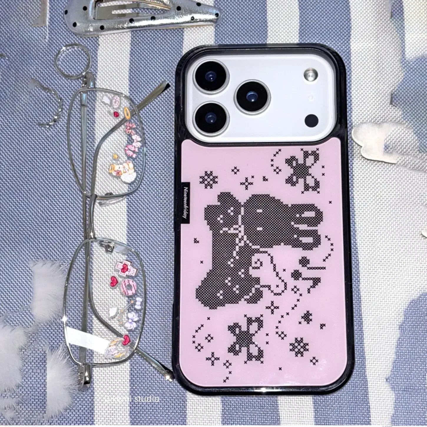 Korean Ins Pixel Cute Rabbit Angel Wings Girl's Pink Phone Case For iPhone 17 AIR 16 15 14 13 12 11 PRO MAX 7 8 PLUS Cover