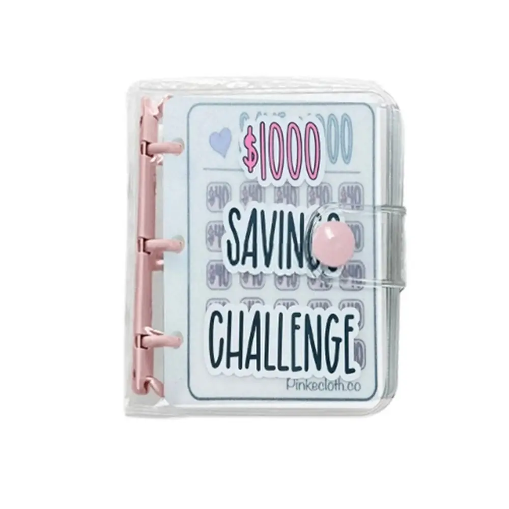 

Водонепроницаемый переплет для экономии денег в размере 1000 долларов США, мини-переплет для бюджета из ПВХ, конверт для экономии, застежка на кнопку книги, розовый/синий