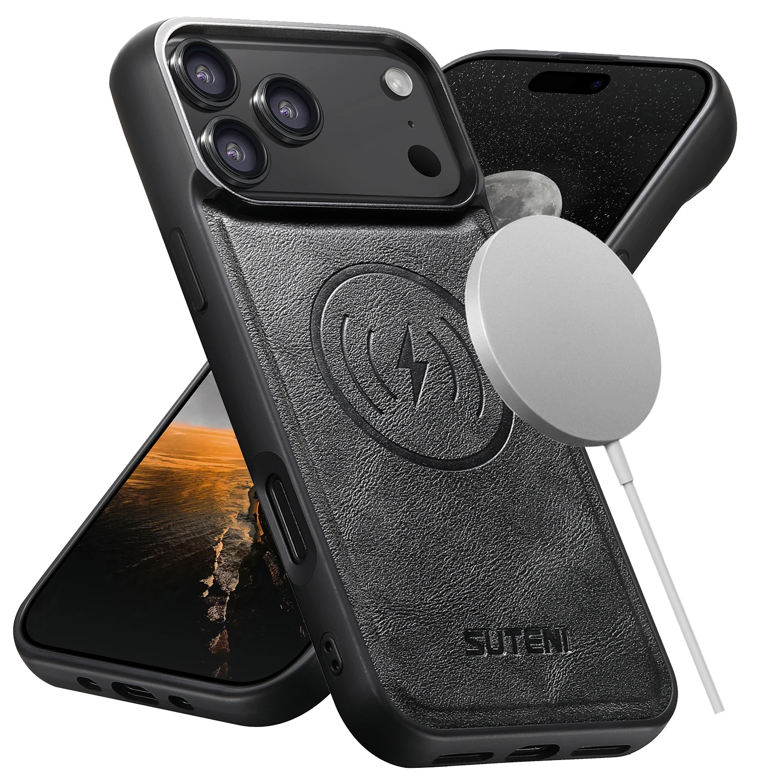 SUTENI Mattierte Kunstleder-Handyhülle mit Magnet und kabelloser Ladefunktion für iPhone 18 Pro Max 17 Air 16 Plus 15 14 13 12 – Detail 13