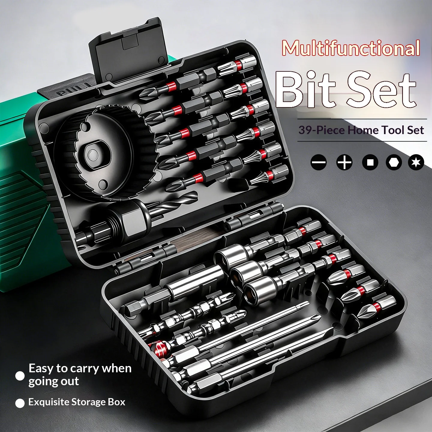 27/39pcs Screwdriver Bit Set, Impact Driver Bit Set with Phillips/Slotted/Torx/Hex/Square Bits, Magnetic Nut Drivers