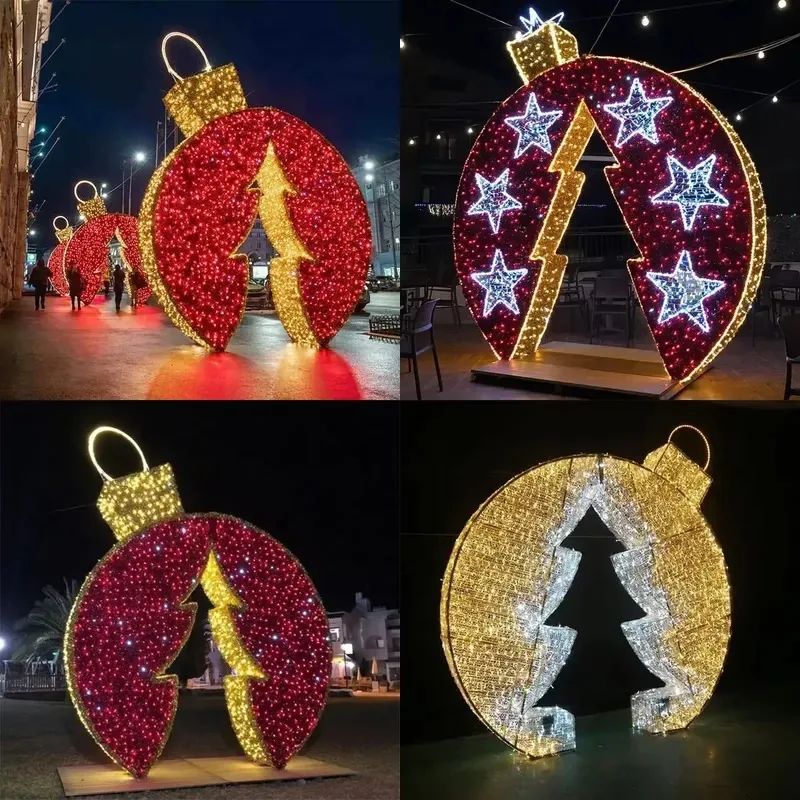 Outdoor commercial Christmas 3D giant LED Christmas ball tree arched pattern light IP65 waterproof 3.0m for holiday