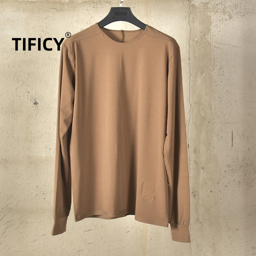 

High Street Tees T Shirts Long Sleeved Men's Round Neck Base Shirt Slim Fit and Versatile Casual T-shirt Top Ultra-thin Elastic