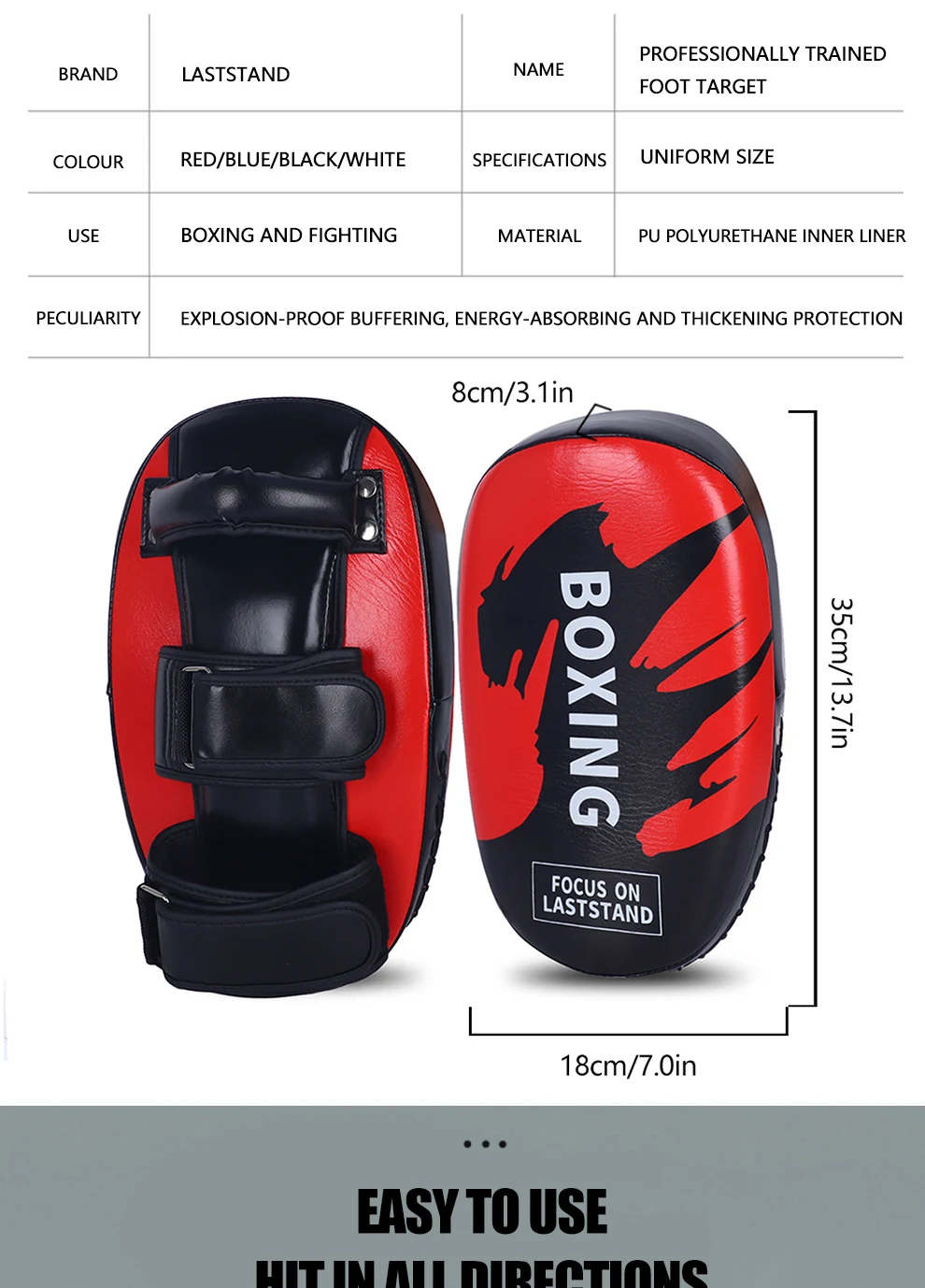 1PCS PU Leder Boxen Ziel Hand Fuß Treten Pad Tasche für Muay Thai Taekwondo MMA Kampfkunst Training Fitness ausrüstung – Detail 2
