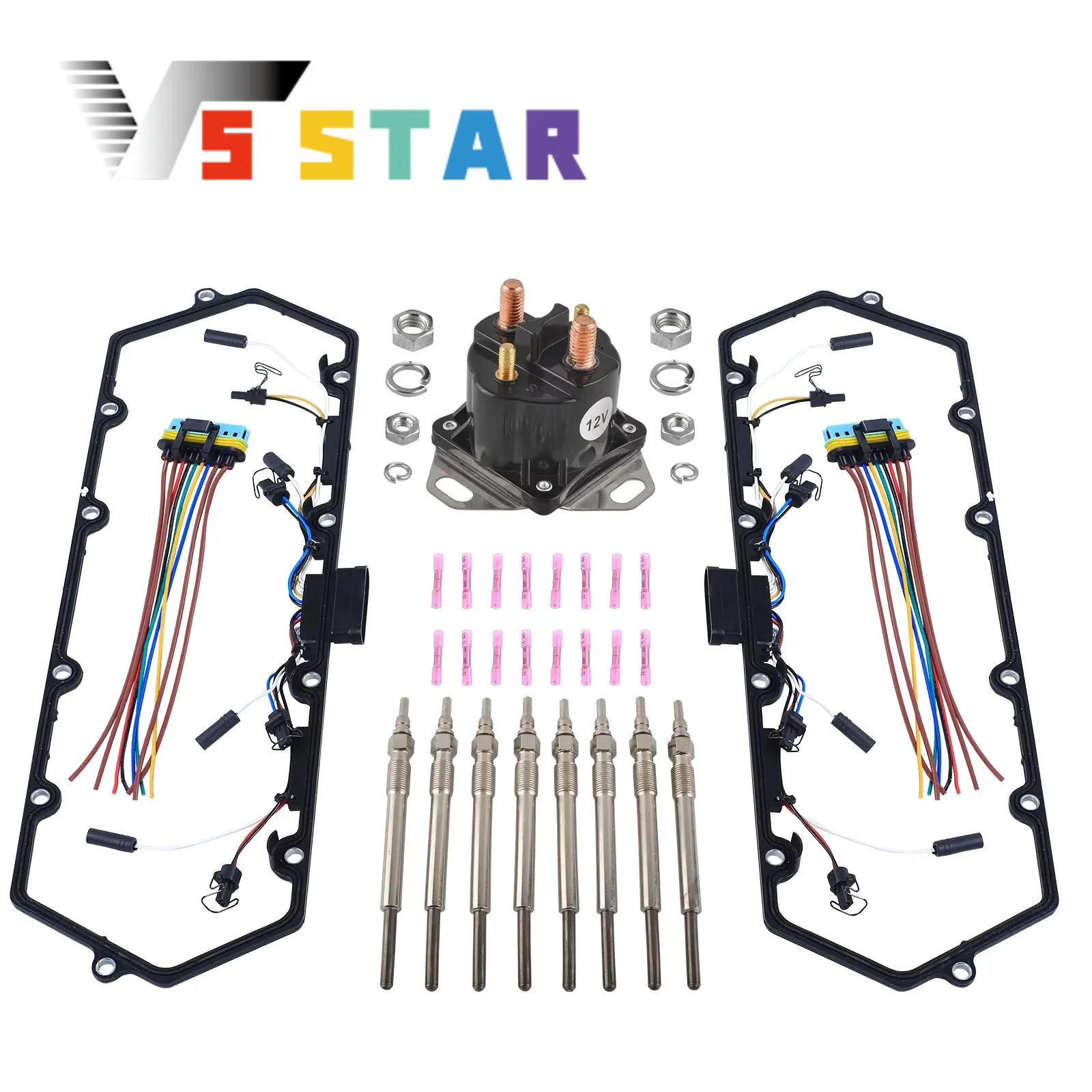 

High Quality Glow Plugs Gasket & 8pcs Glow Plugs+Relay For 1998-2003 Ford 7.3L Powerstroke Diesel DH-1069A