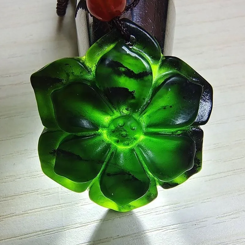 Natural Medicine King Stone Pendant, Dark Green Jade Necklace Jade Pendant New Necklace