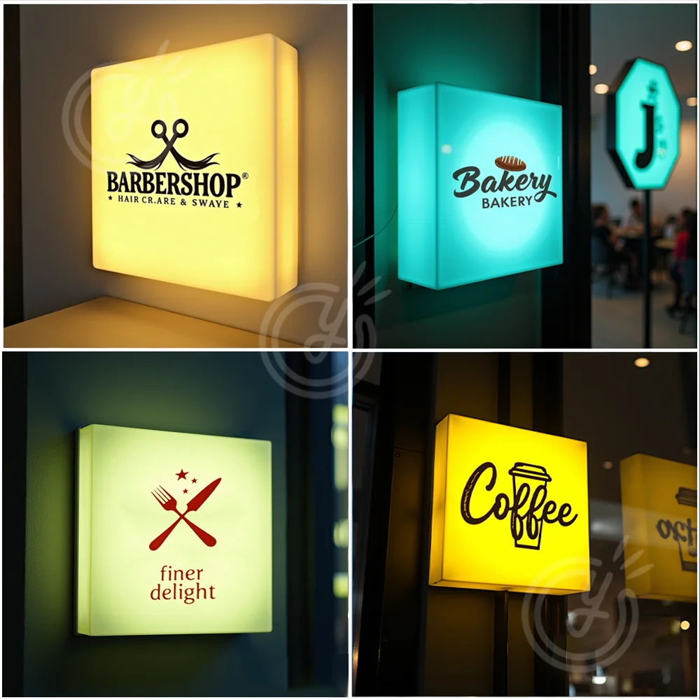 Custom Acrylic Jewelry Logo Rectangle Street Signage Wall Hanging Light Box Signboard Business Advertising Outdoor Lightbox Sign