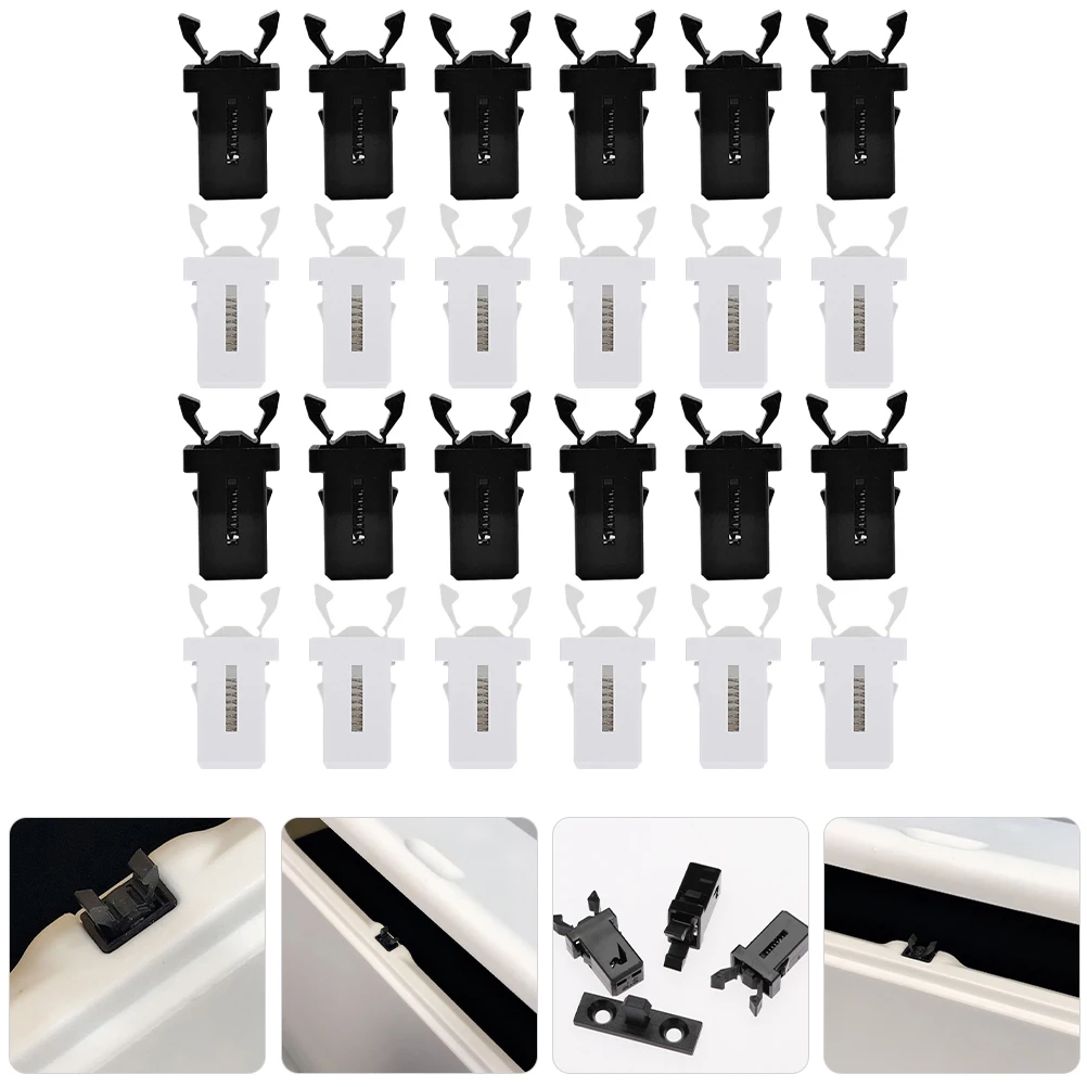 24pcs Trash Can Accessories Black White Universal Locks Kitchen Fastener Garbage Bin Parts Plastic Door Latch Furniture